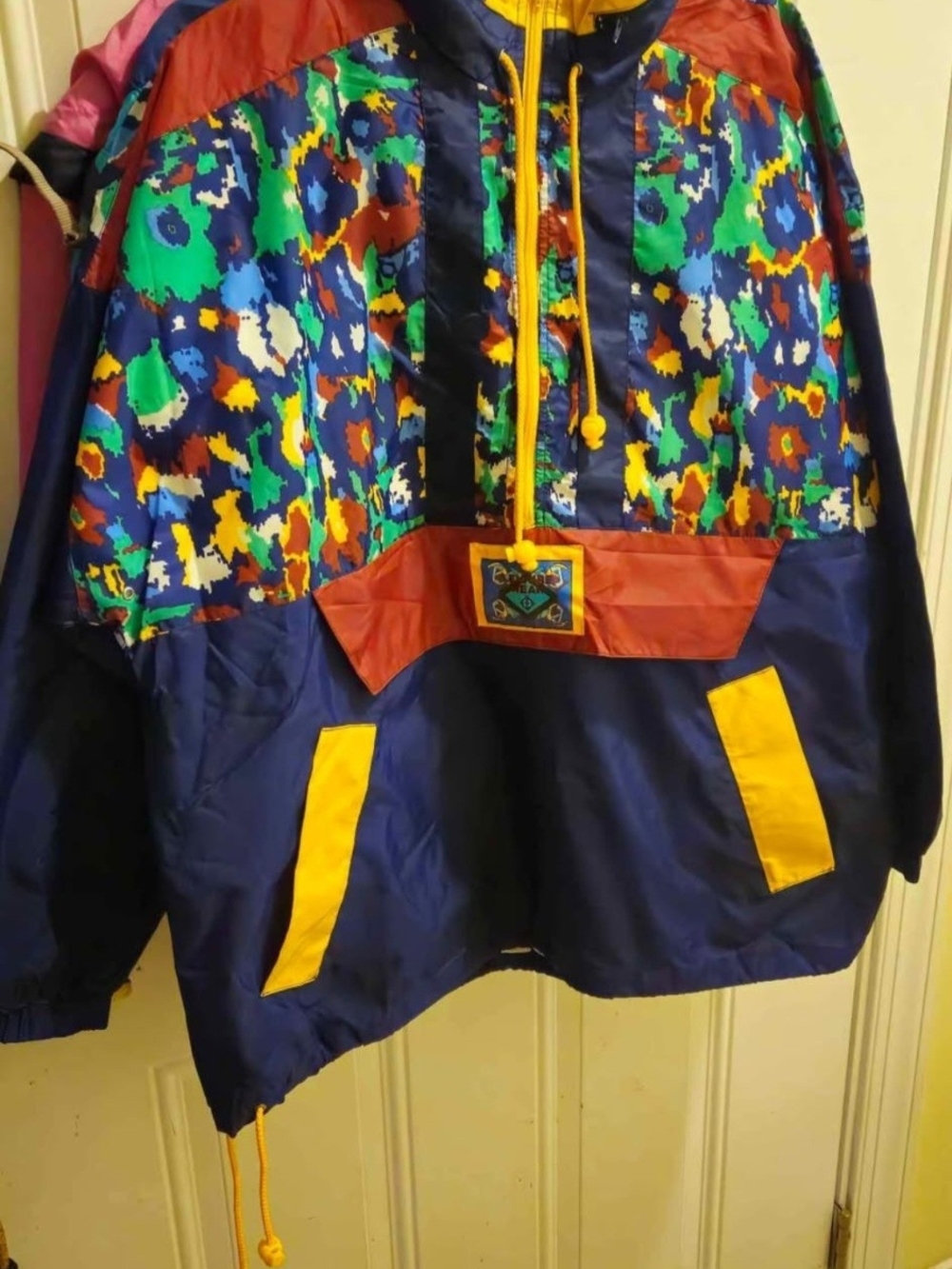 Colorblock Pullover Jacket - Navy, Yellow, Green, Red
